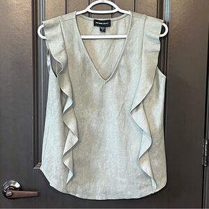 Fifteen Twenty Green Faux Suede Top Small